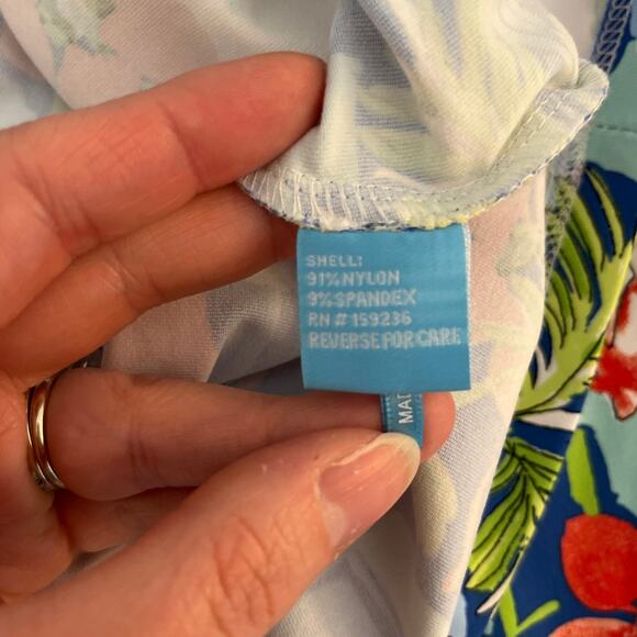 J. McLaughlin Catalina Cloth Tropical Beach 3/4 Sleeve Top Size Medium Stretch - Picture 4 of 7